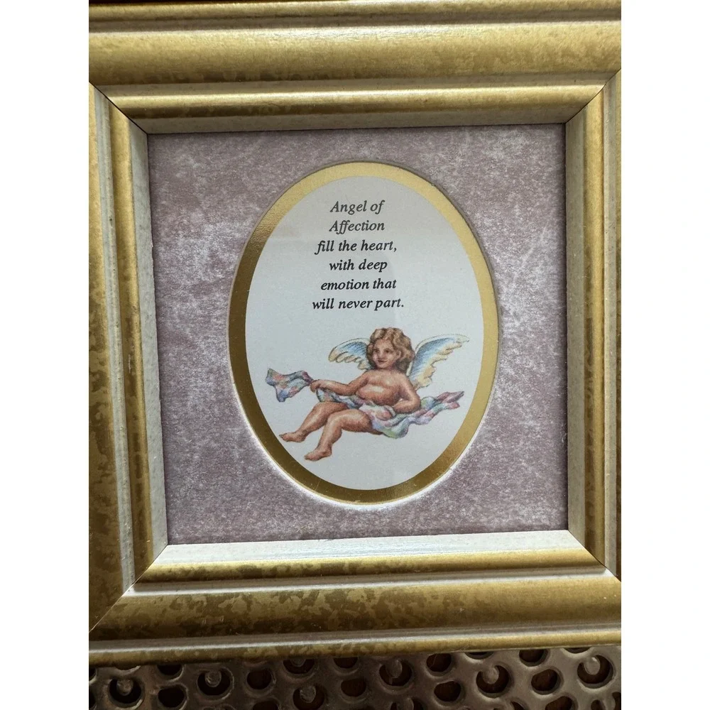 Vintage 1993 Heartfelt Heavenly Accents Kathy Seek Mini Angel Framed Art Set 5